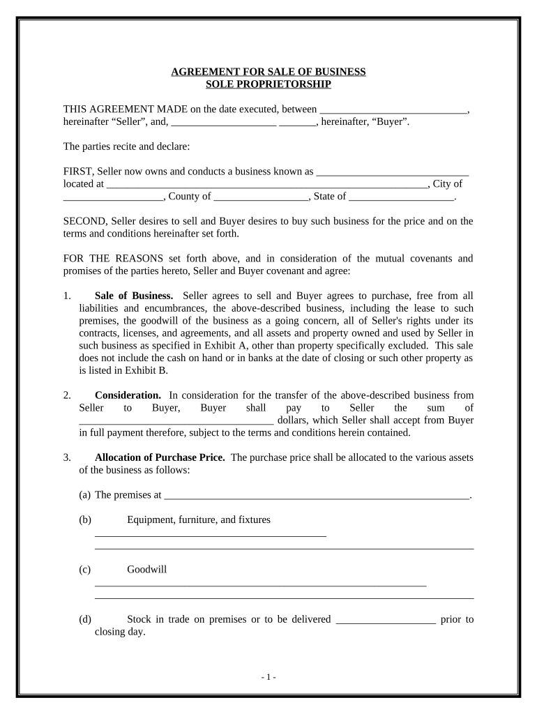 Agreement Business  Form