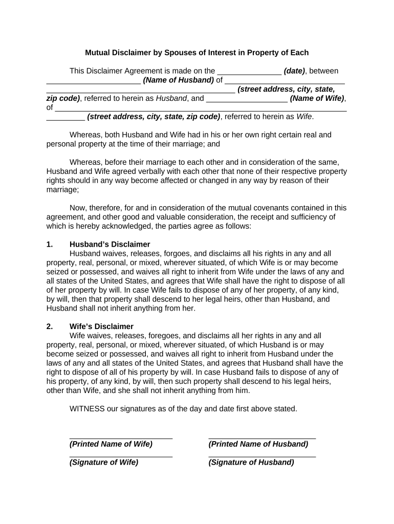 Spouses Property  Form