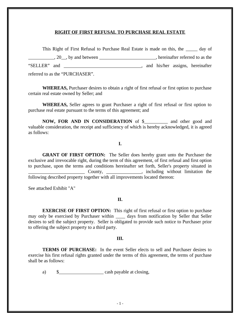 Right First Refusal Sample  Form