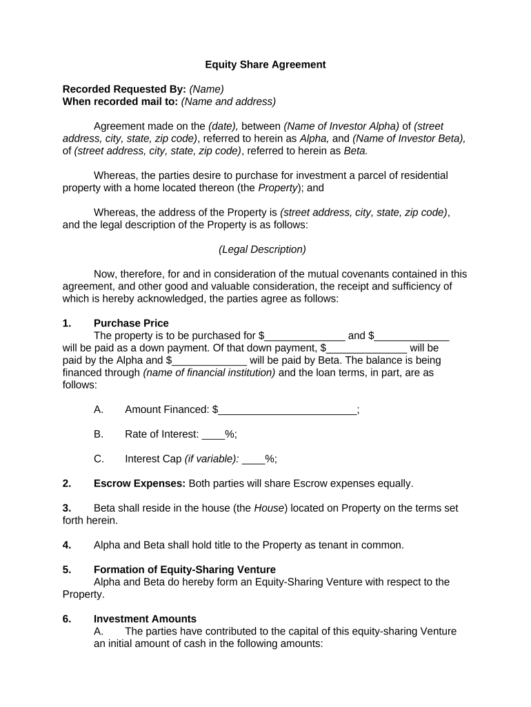 Equity Share  Form