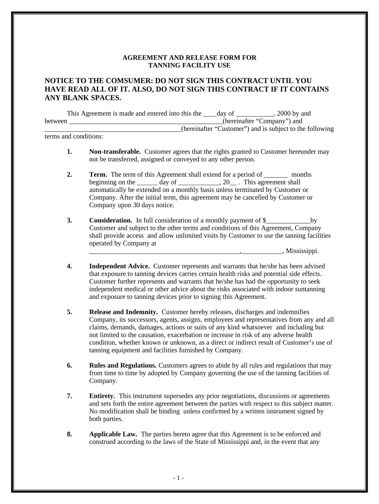 Agreement Release Form