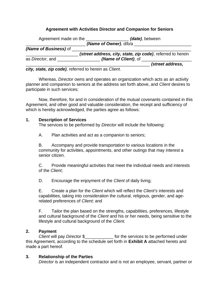 Agreement with Director  Form
