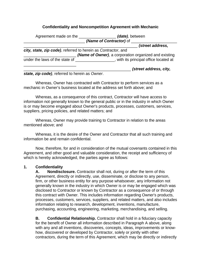 Confidentiality Agreement with  Form