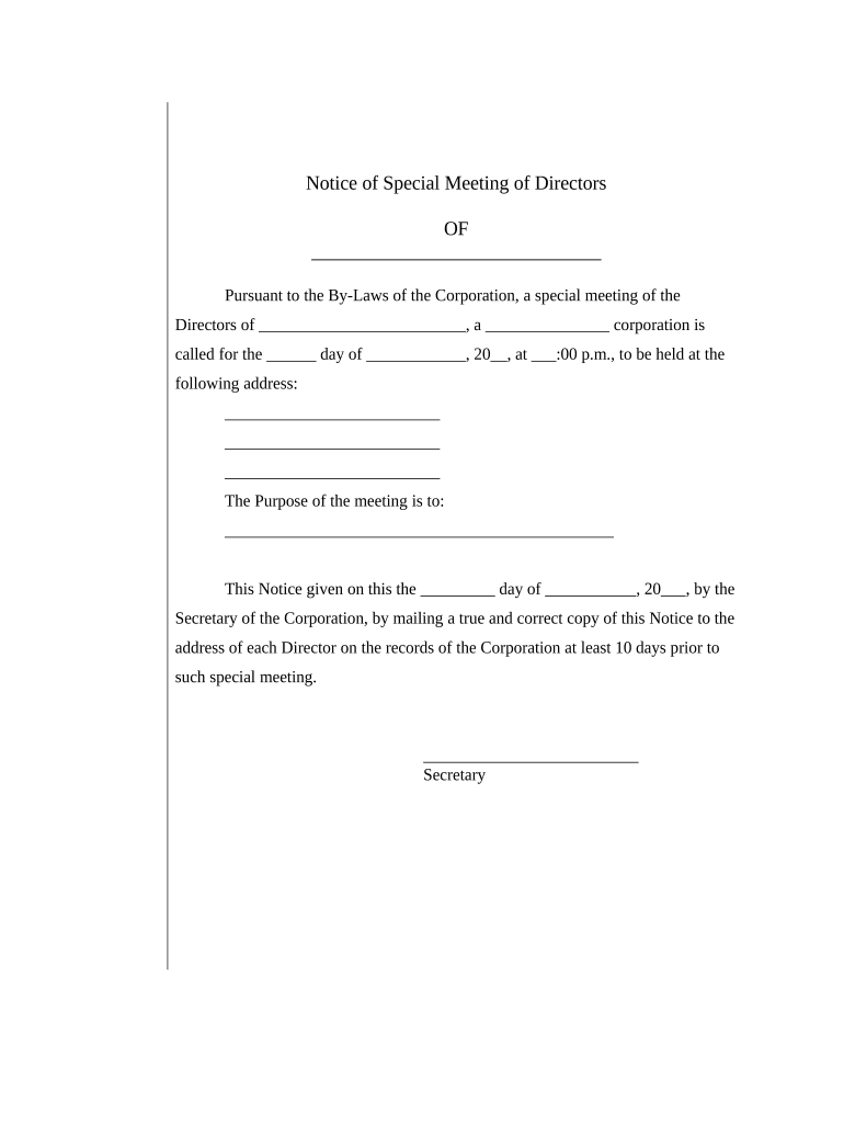 Notice Meeting Annual  Form