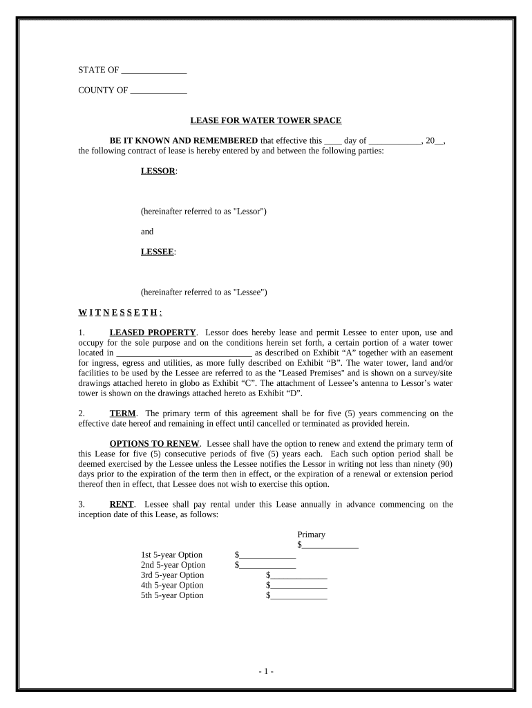 Lease Water Agreement  Form