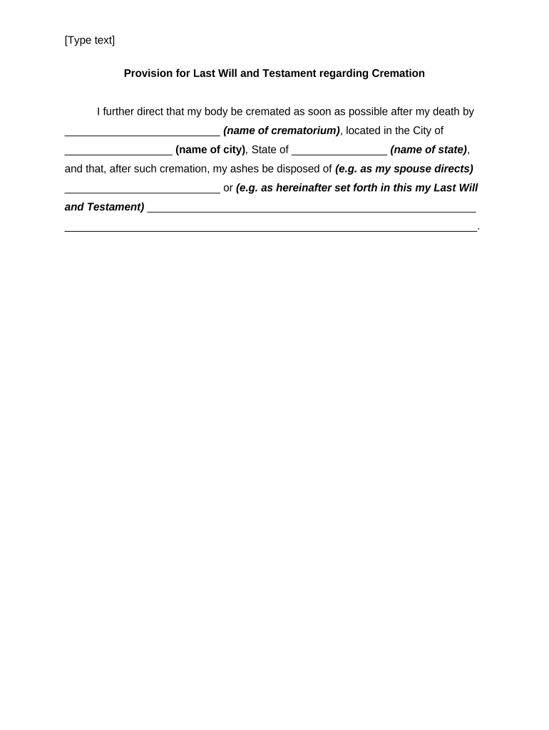 Regarding Cremation  Form