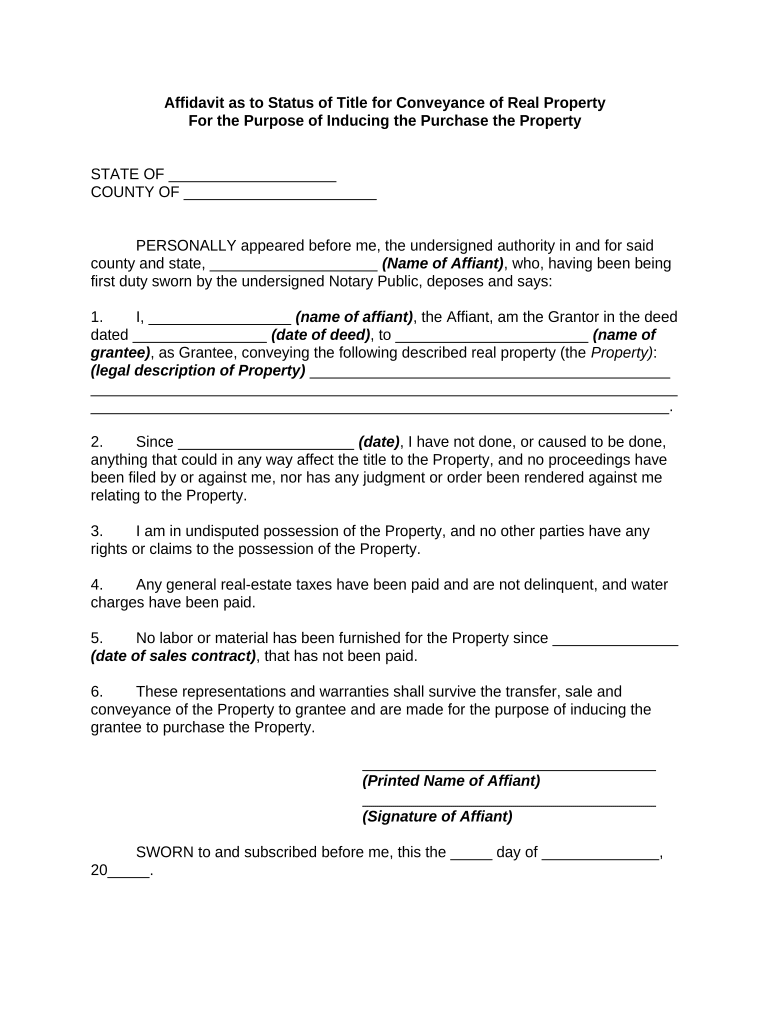 Affidavit Purpose  Form