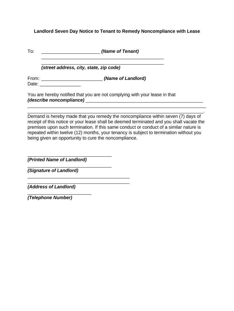 Notice Tenant Form