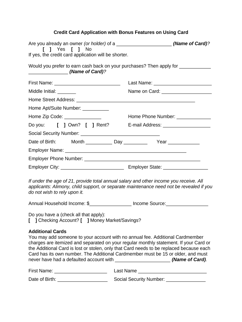 Credit Application with  Form