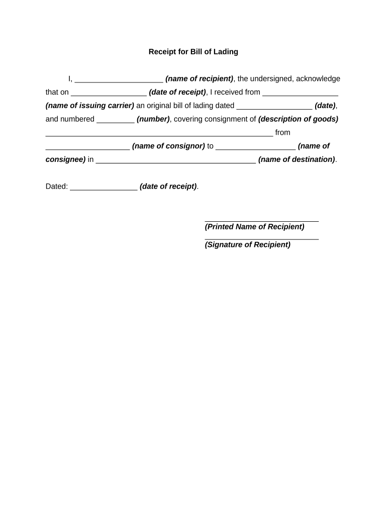 Bill Lading  Form