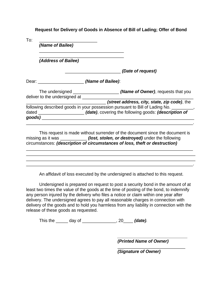 Bill Lading  Form