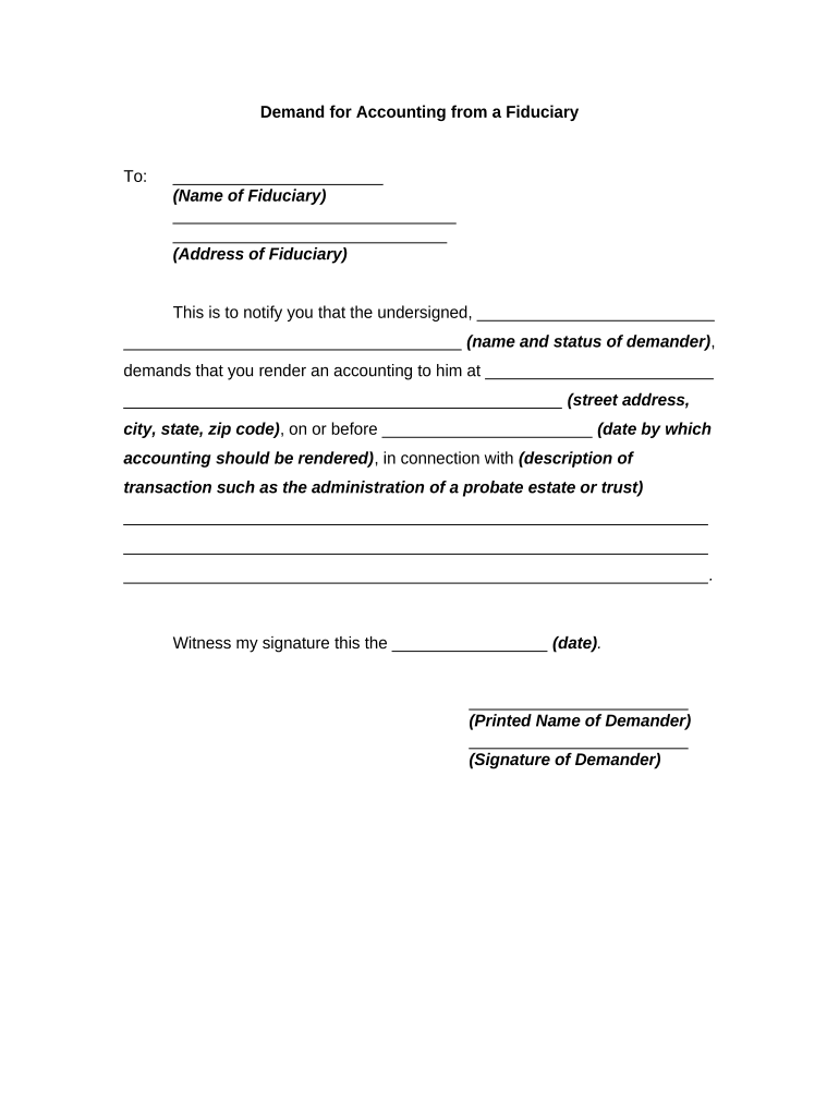 Demand for Accounting from a Fiduciary  Form