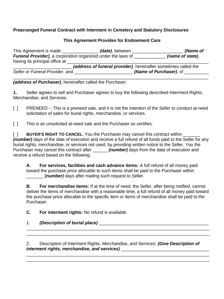 Contract Cemetery  Form