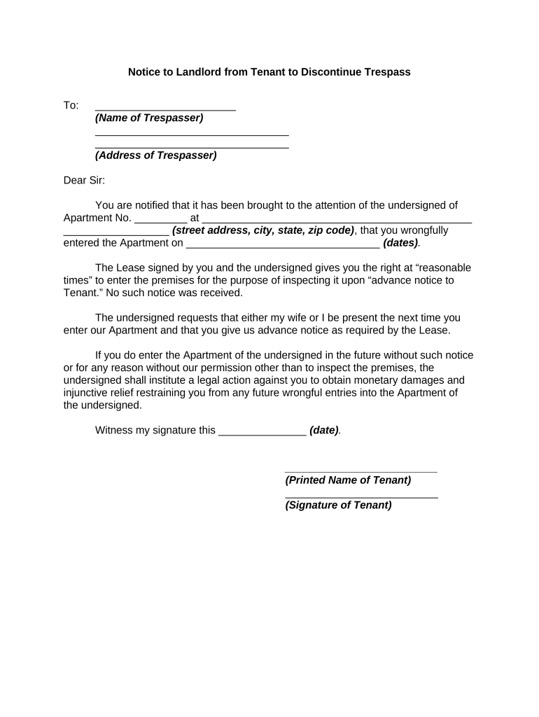 Notice Landlord Tenant  Form