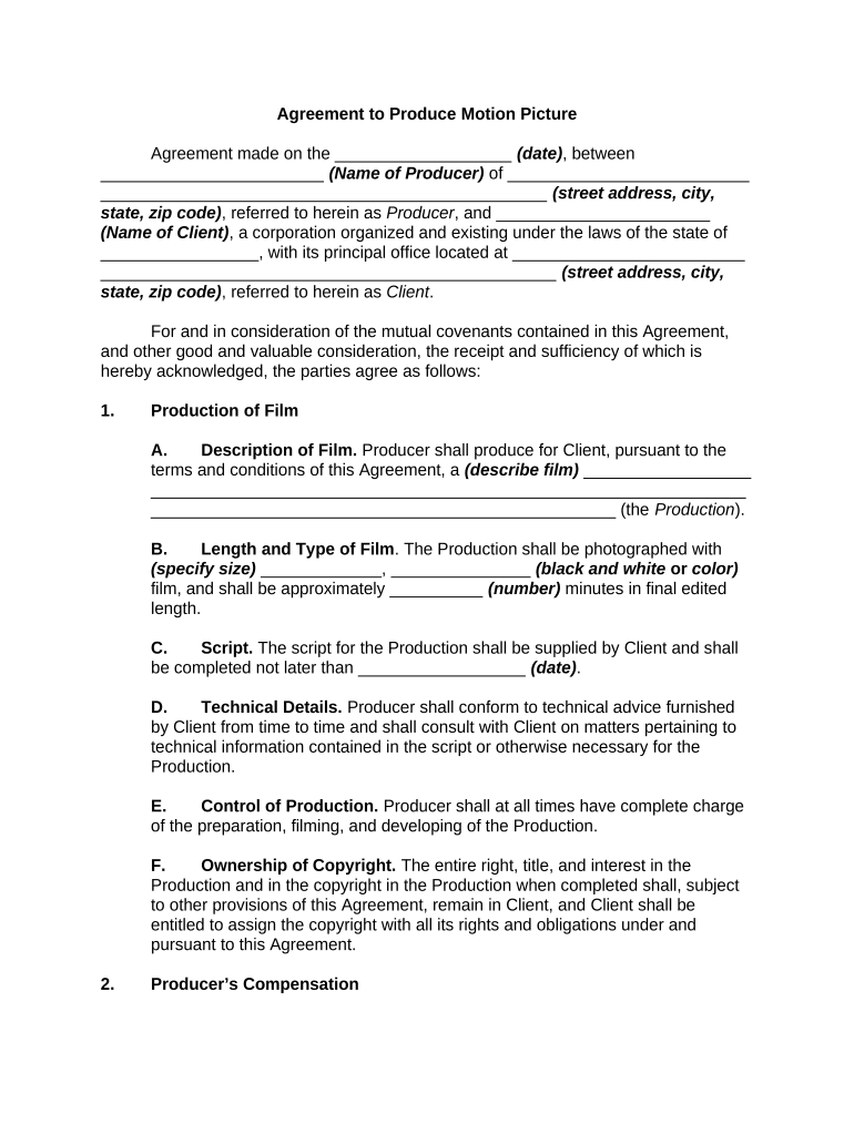 Agreement Motion Picture  Form
