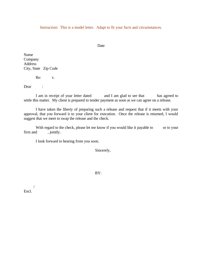 Settlement Release  Form
