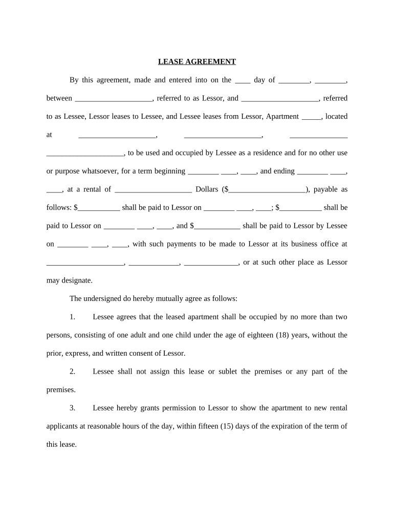 Lease Agreement College  Form