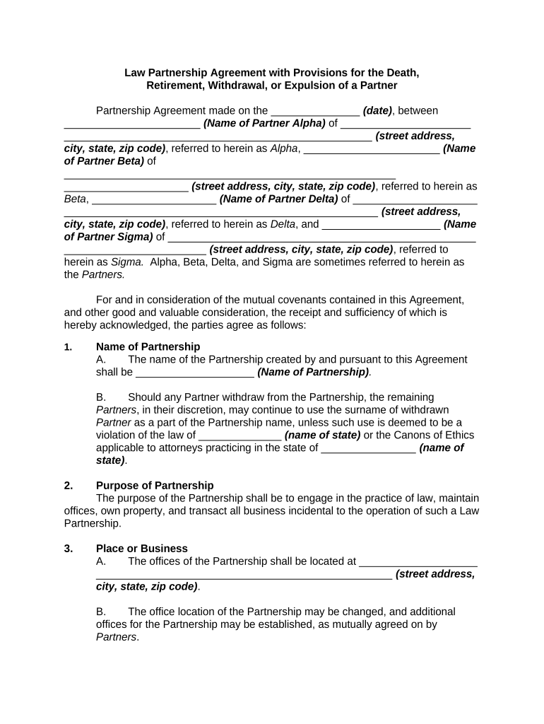 Law Partnership Agreement  Form