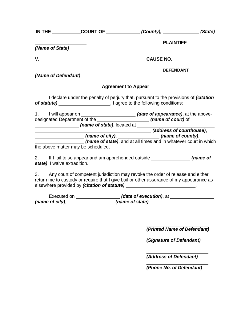 Recognizance  Form