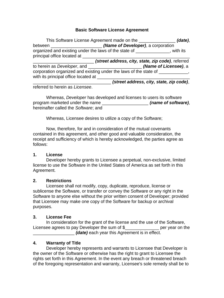 Basic Agreement  Form