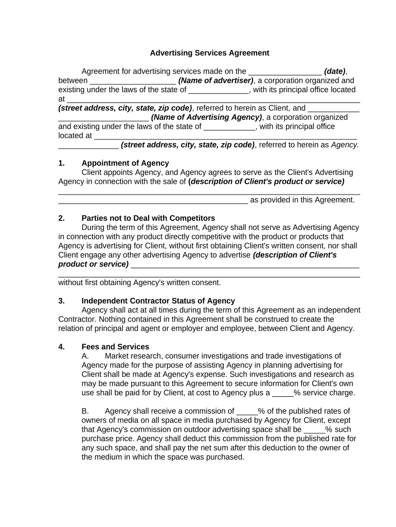 Advertising Agreement  Form