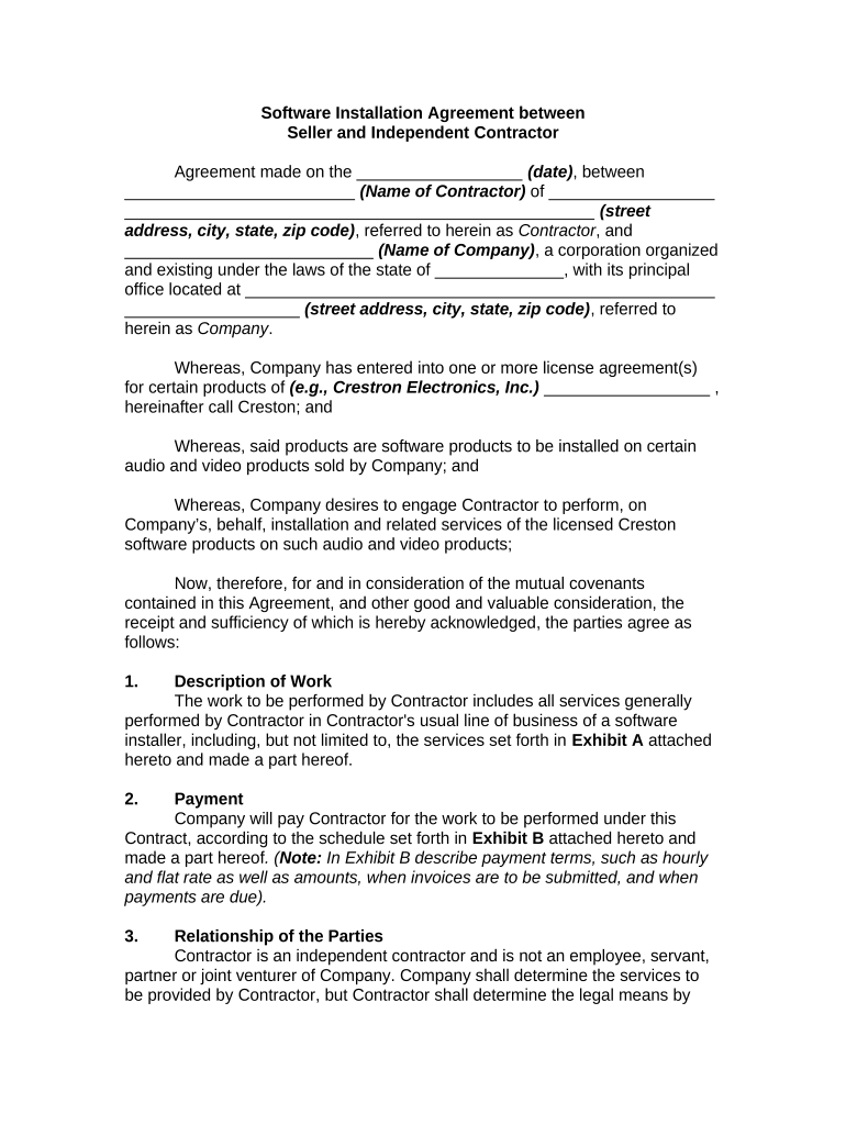 Installation Agreement  Form