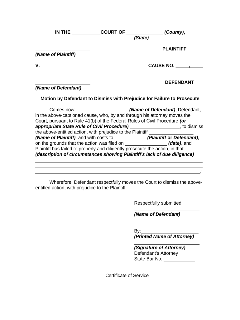 Defendant Dismiss  Form