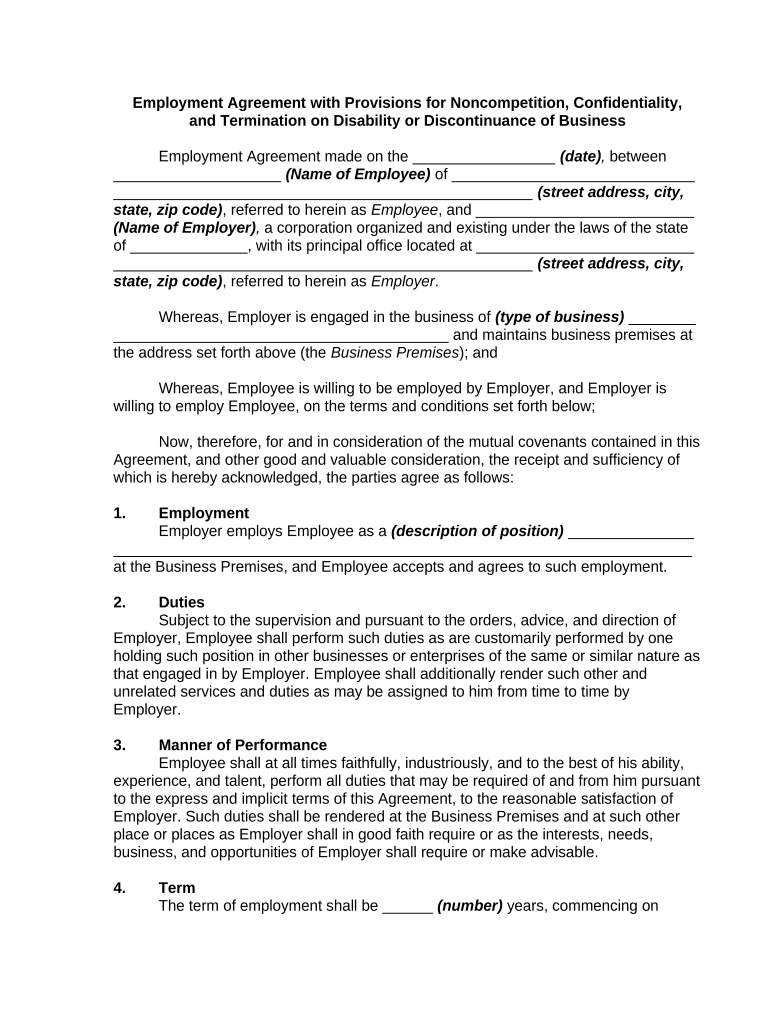 Employment Agreement Form