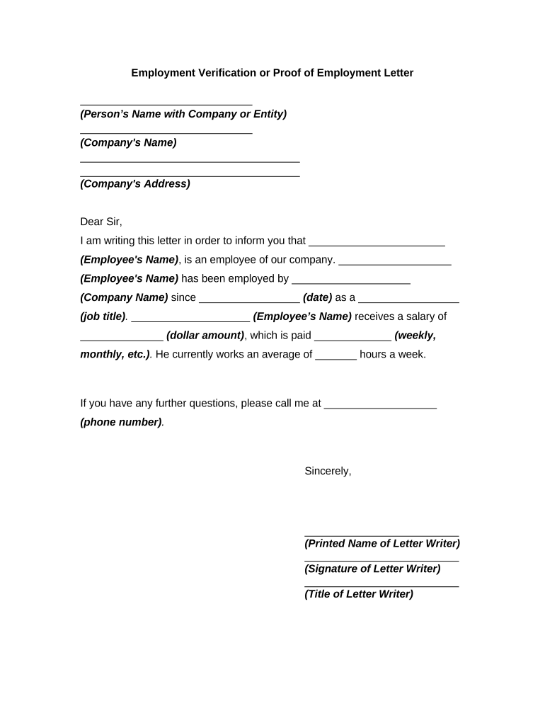 Verification Letter  Form