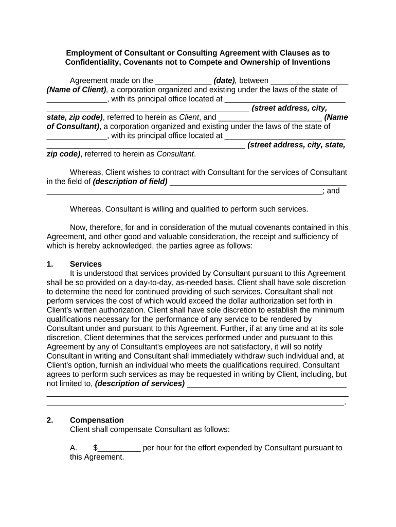Employment Consultant Agreement  Form