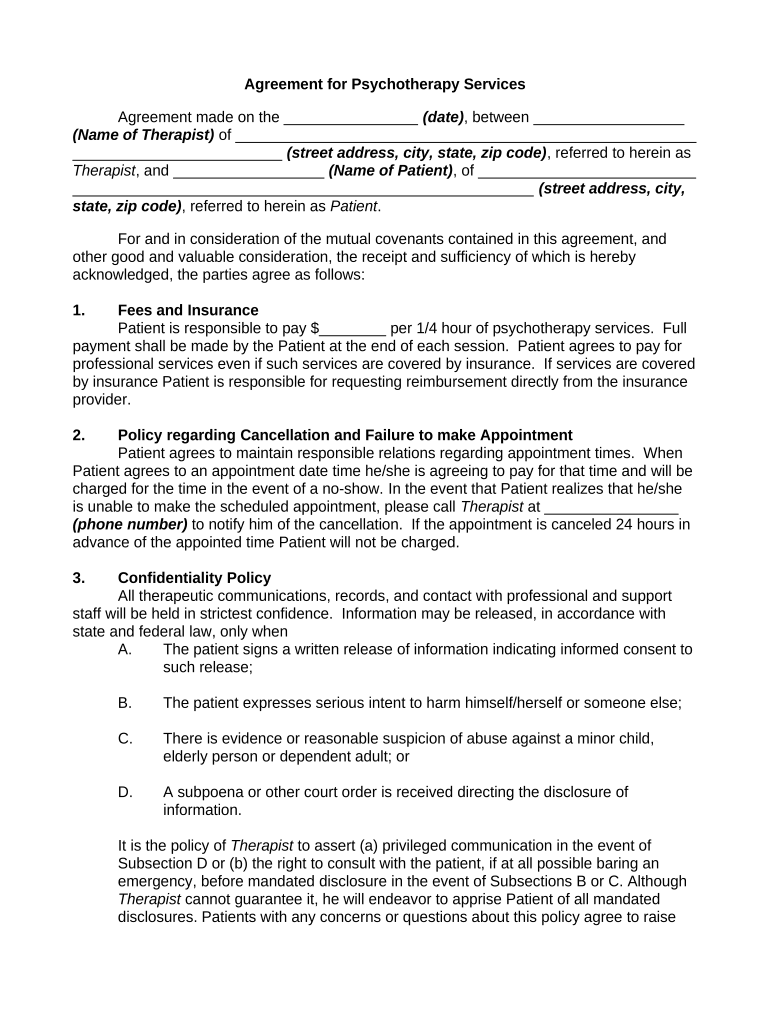 Psychotherapy Form PDF
