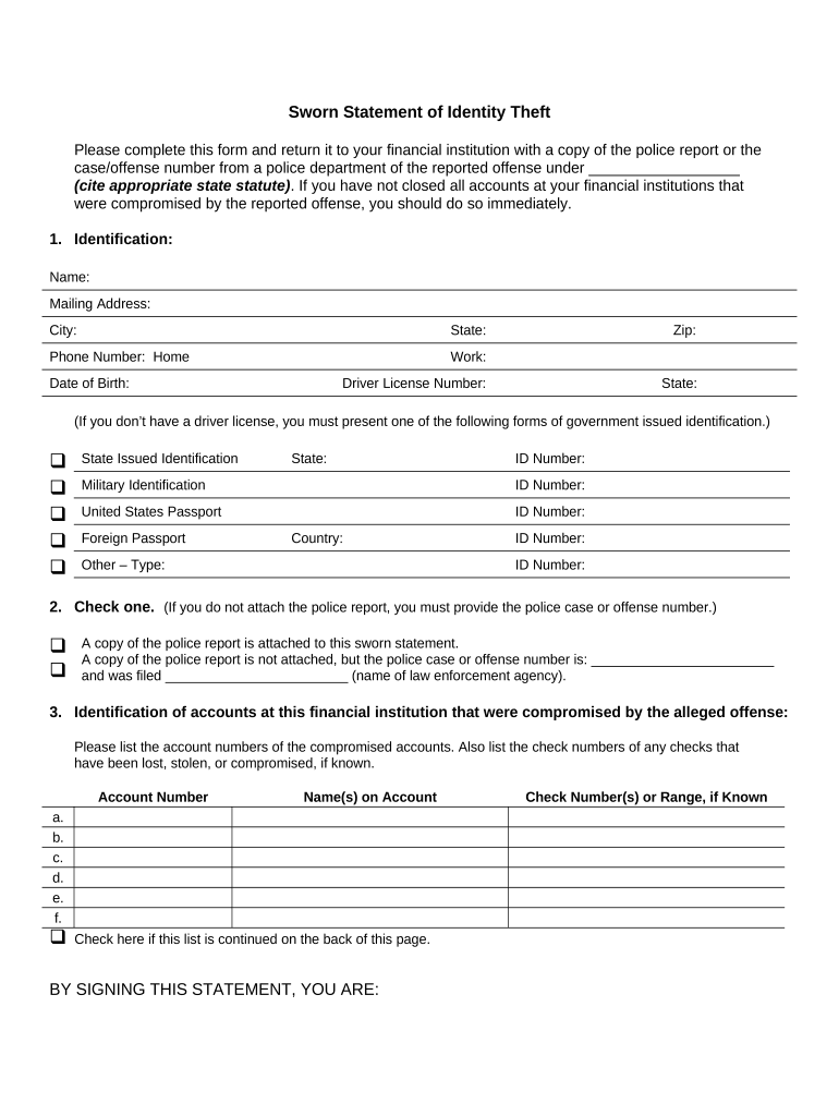 Sworn Statement  Form