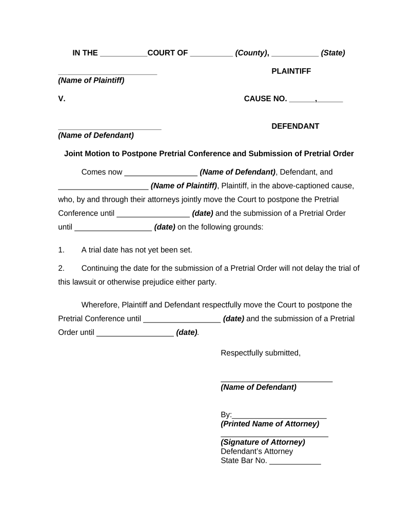 Motion Pretrial  Form