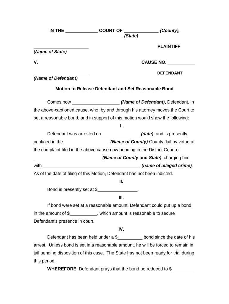 Defendant Bond  Form