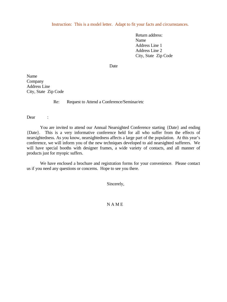 Letter to Request to Attend a Conference  Form