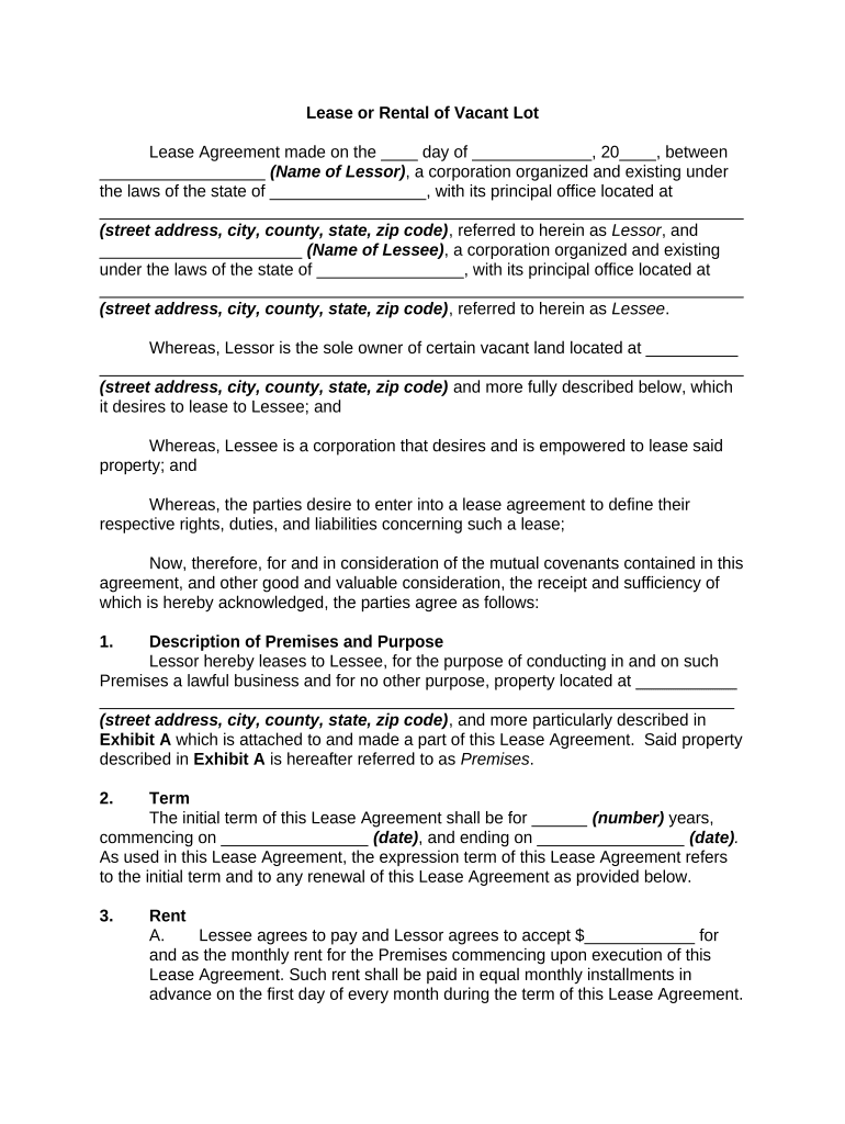 Lease Vacant  Form