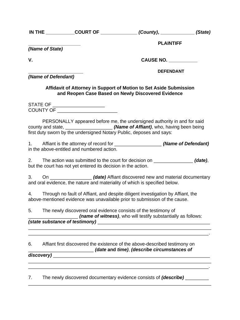 Affidavit Case  Form