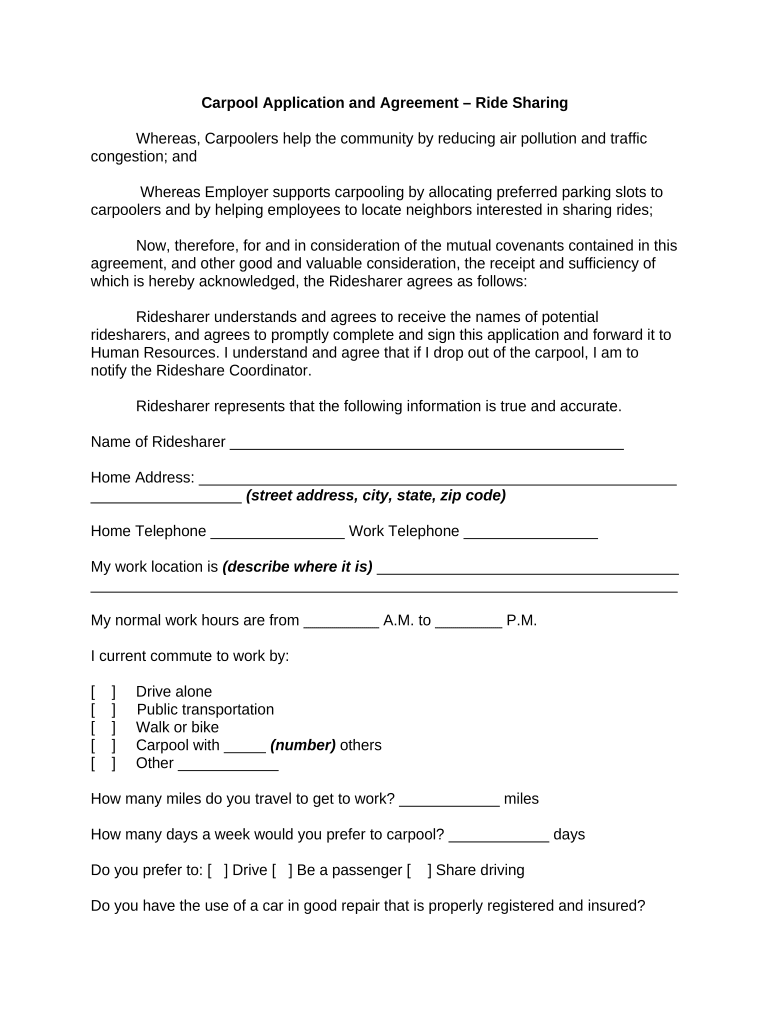 Application Agreement  Form