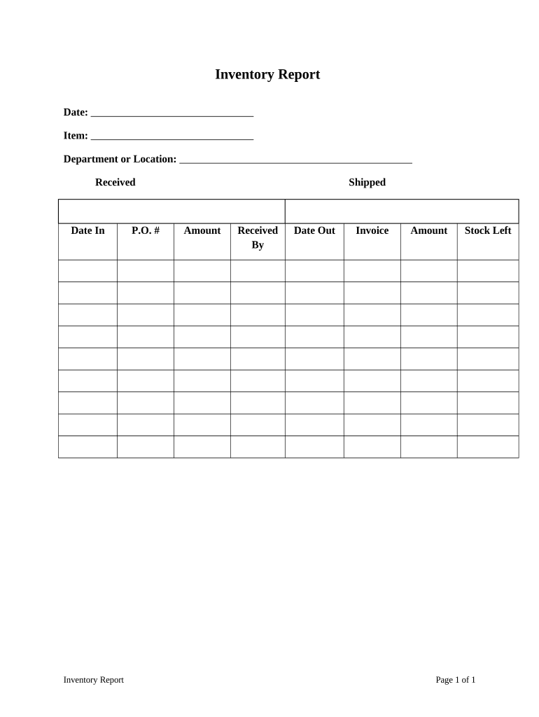 Inventory Report  Form