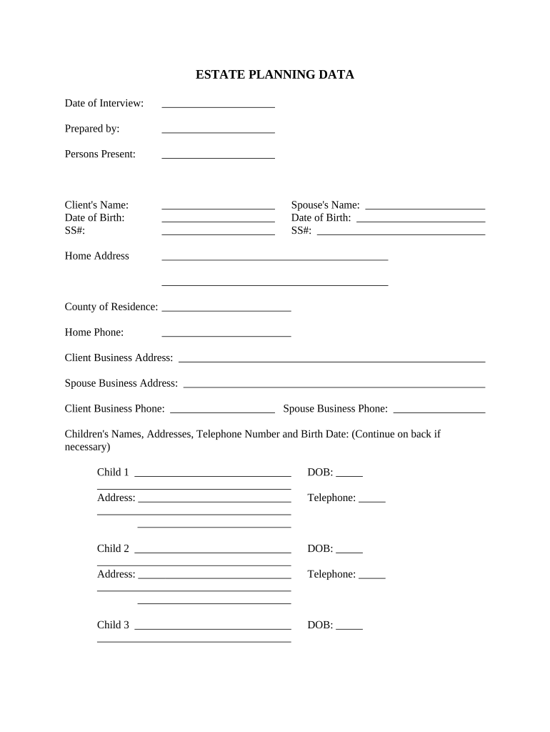 Estate Sheet Form Fill Out And Sign Printable PDF Template SignNow