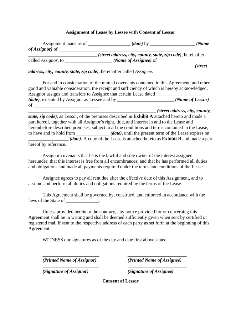 assignment of lease consent agreement for manufactured homes