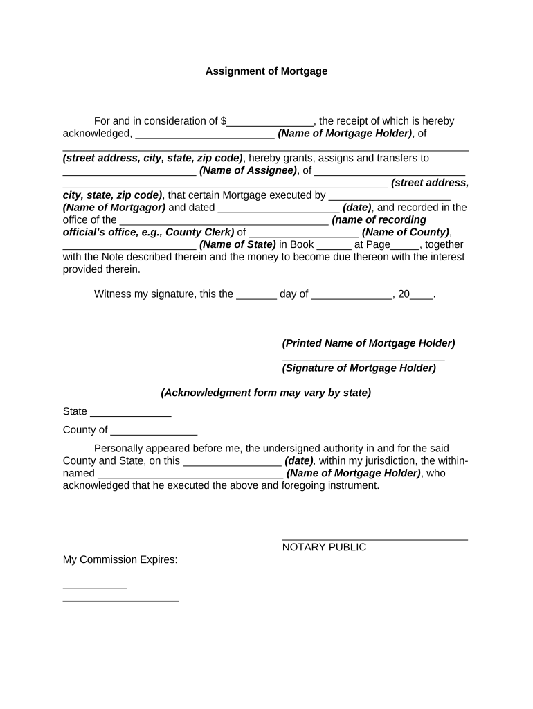 Assignment Mortgage Sample  Form