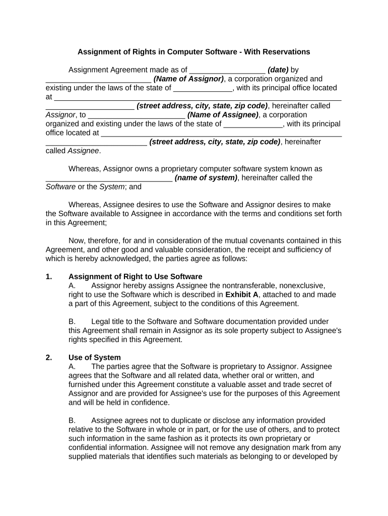 Rights Computer Software  Form
