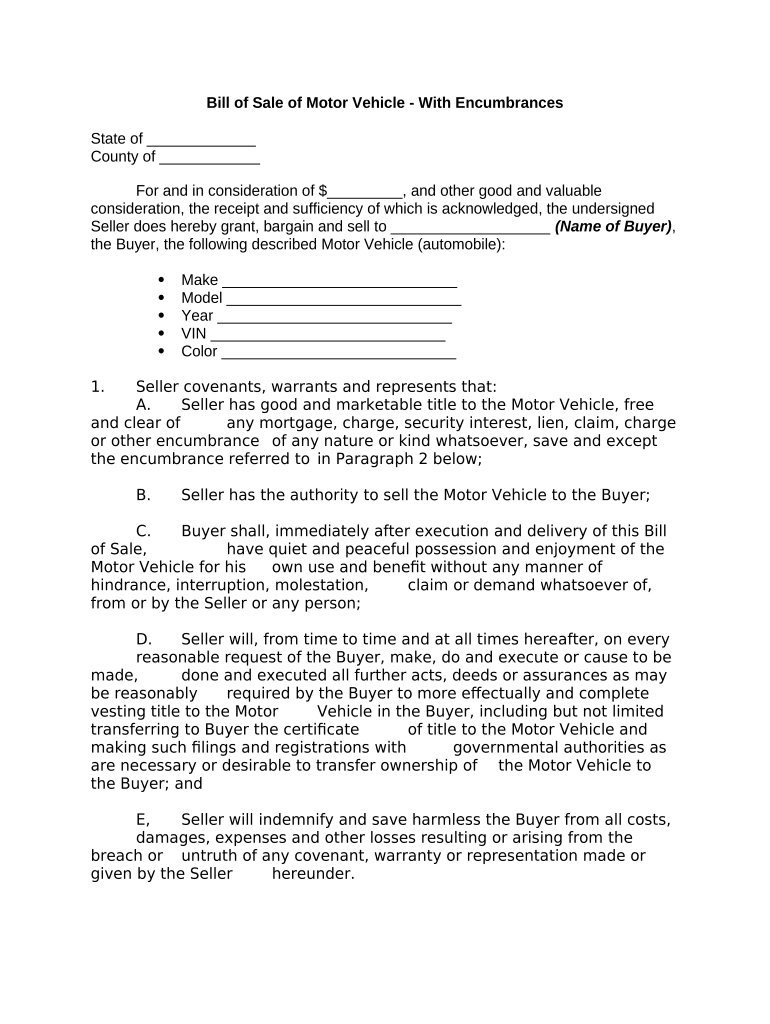 Bill Sale Vehicle  Form