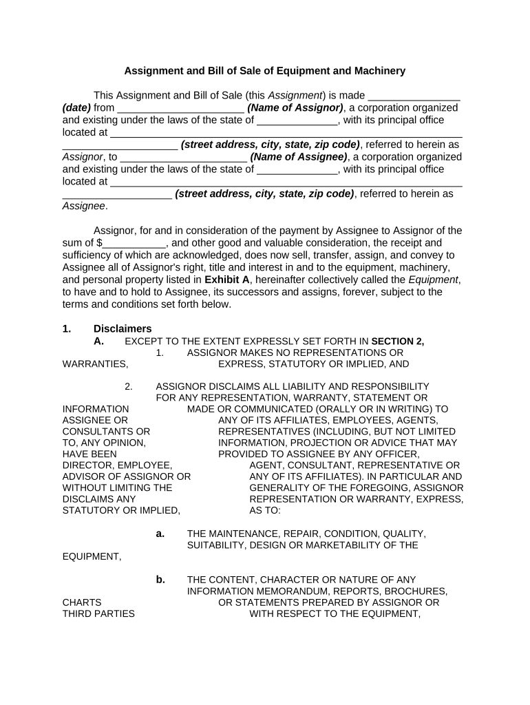 Assignment Equipment Form