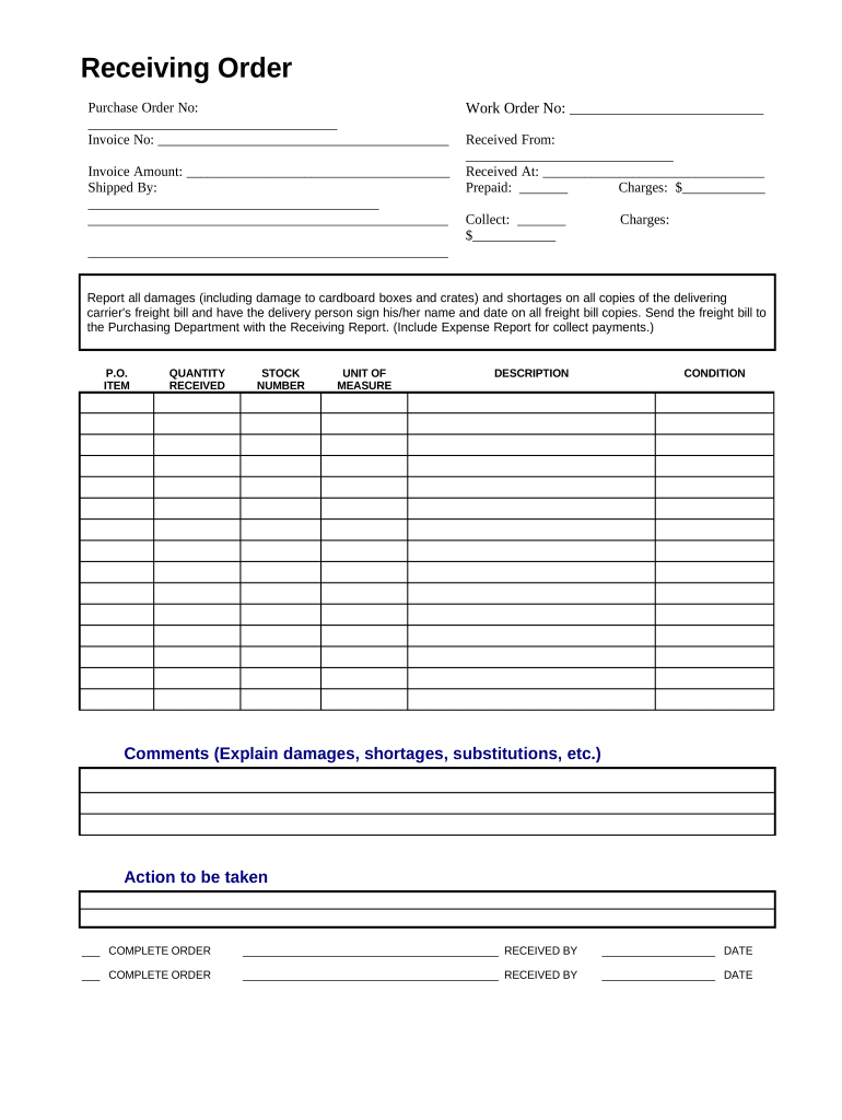 Receiving Order  Form