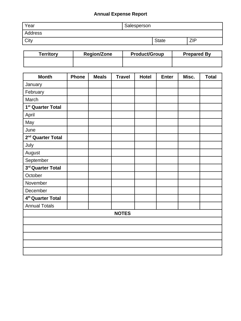 Annual Expense Report  Form