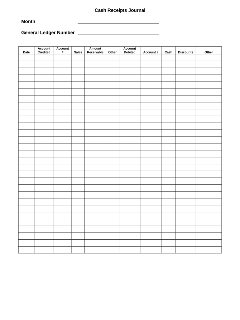 Cash Receipts Journal  Form