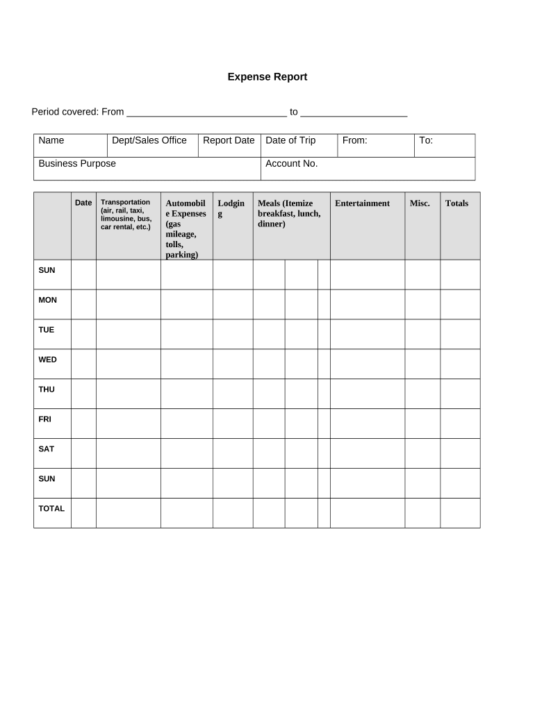 Expense Report  Form
