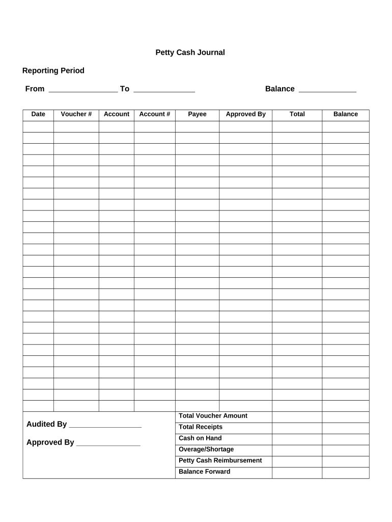 Petty Cash Journal Format